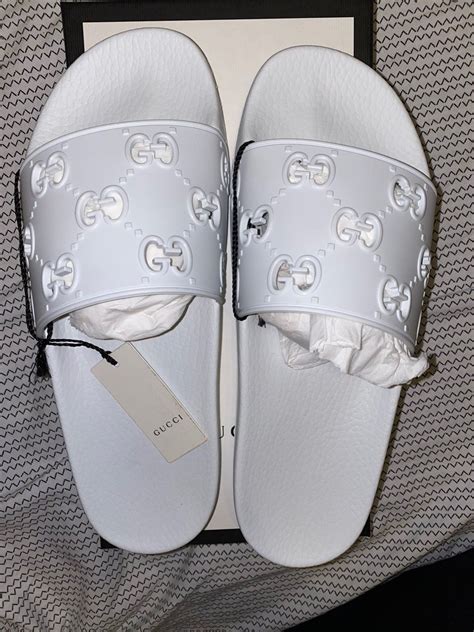 womens gucci slides white|women gucci slides size 11.